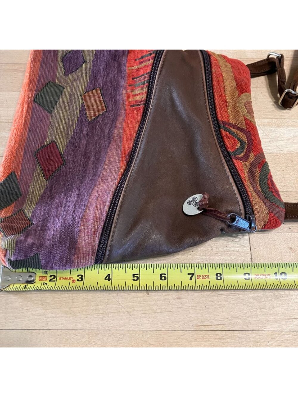 Erda Womens Vintage 90s Patchwork Leather USA Crossbody Bag Small Brown AN EXC - Picture 10 of 12